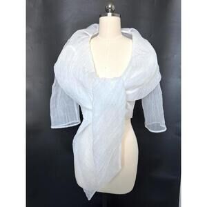 Samuel Dong White top Blouse Cardigan Cover Up Wrap Sheer OneSzFitsAll S M L  XL